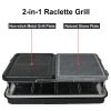 Dual Raclette Table Grill w Non-Stick Grilling Plate & Cooking Stone- 8 Person Electric Tabletop Cooker for Korean BBQ- Melt Cheese, Cook Meat & Veggi