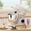 3-IN-1 Electric Stand Mixer, 660W 10-Speed With Pulse Button, Attachments include 6.5QT Bowl, Dough Hook, Beater, Whisk for Most Home Cooks,  Almond C