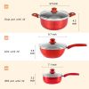 Nonstick Pot and Pan Set-Wok, Soup, Milk Pot Set RED